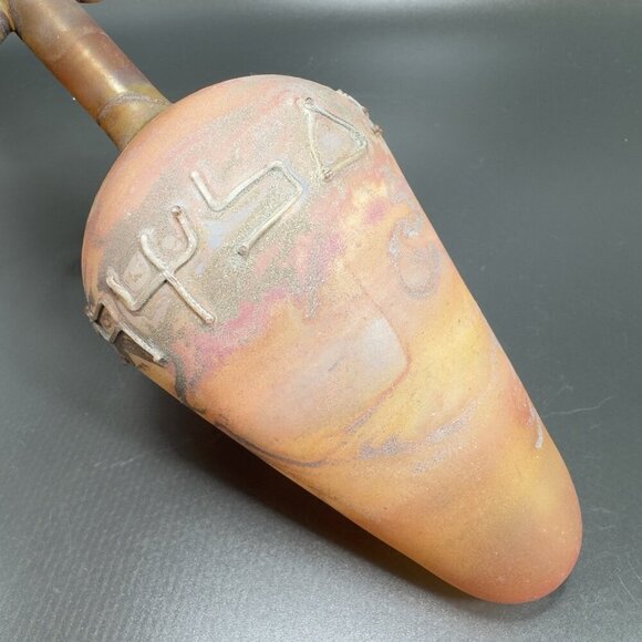 Egyptian Hand Blown Art Glass Vase Bottle Thin Lightweight Scavo Textured Glass - Picture 8 of 16